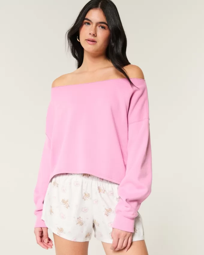 Easy Double Off-the-Shoulder Sweatshirt,Easy Double Off-the-Shoulder Sweatshirt