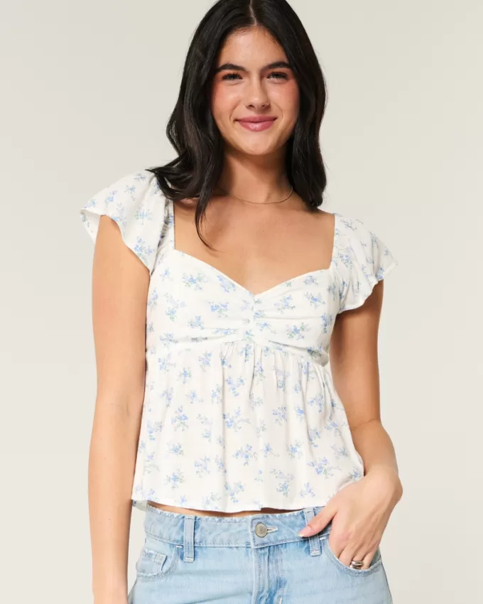 Easy Flutter Sleeve Babydoll Top,Easy Flutter Sleeve Babydoll Top