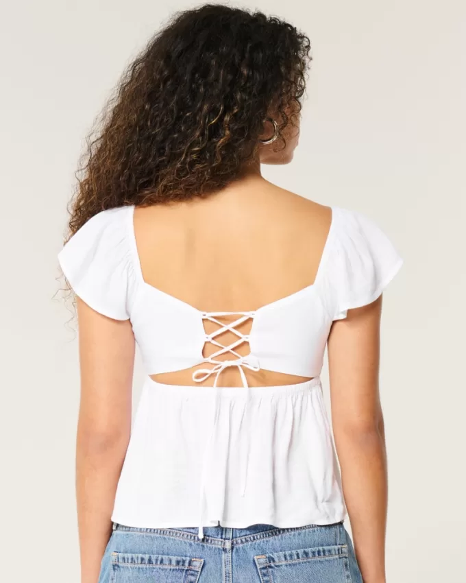 Easy Flutter Sleeve Babydoll Top,Easy Flutter Sleeve Babydoll Top