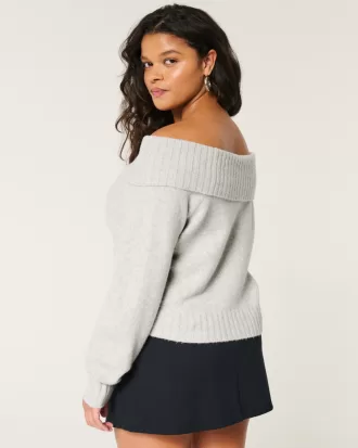 Easy Foldover Off-the-Shoulder Sweater,Easy Foldover Off-the-Shoulder Sweater