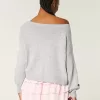 Easy Heart Graphic Off-the-Shoulder Sweater,Easy Heart Graphic Off-the-Shoulder Sweater