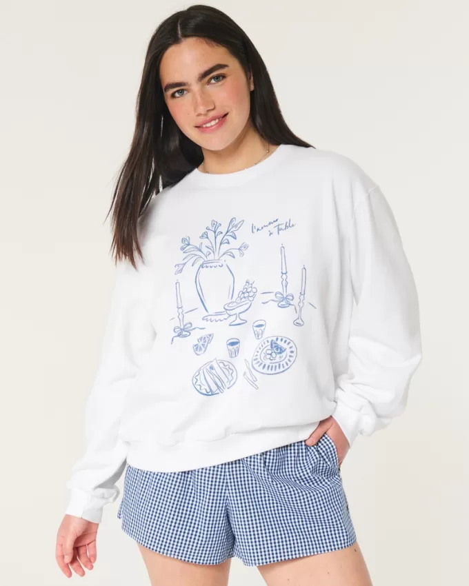 Easy L’Amour à Table Graphic Crew Sweatshirt,Easy L’Amour à Table Graphic Crew Sweatshirt