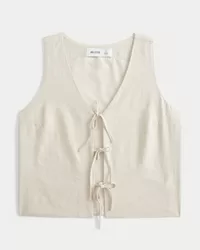 Easy Linen-Blend Tie-Front Vest,Easy Linen-Blend Tie-Front Vest