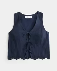 Easy Linen-Blend Tie-Front Vest,Easy Linen-Blend Tie-Front Vest