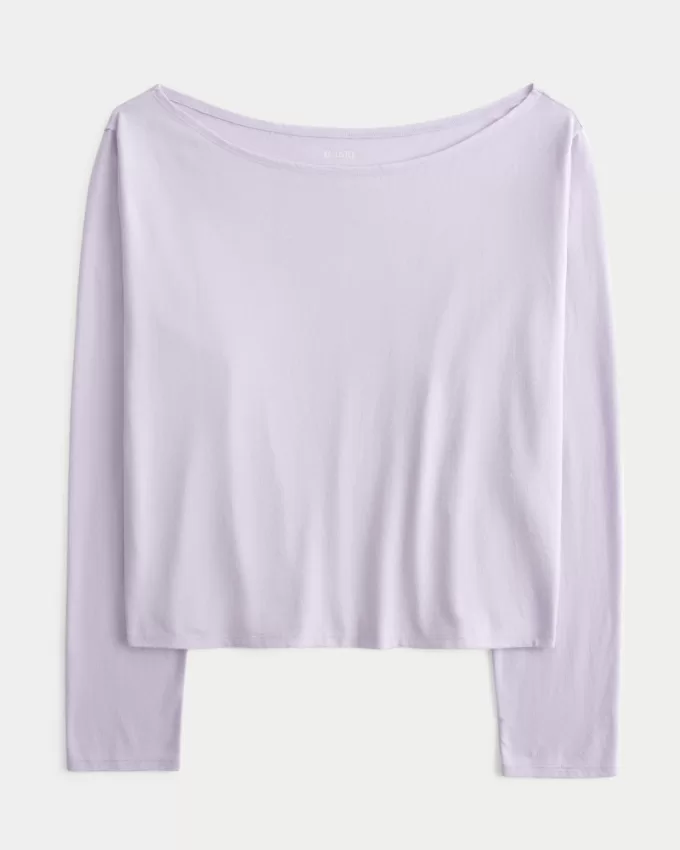 Easy Long-Sleeve Off-the-Shoulder Top,Easy Long-Sleeve Off-the-Shoulder Top