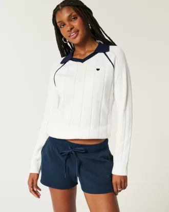 Easy Long-Sleeve Sweater Polo,Easy Long-Sleeve Sweater Polo