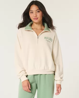 Easy Malibu California Graphic Half-Zip Sweatshirt,Easy Malibu California Graphic Half-Zip Sweatshirt