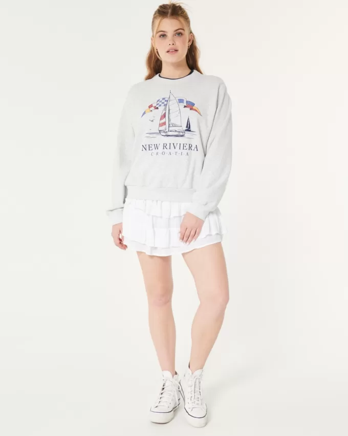 Easy New Riviera Croatia Graphic Crew Sweatshirt,Easy New Riviera Croatia Graphic Crew Sweatshirt
