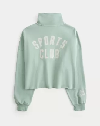 Easy New York Graphic Half-Zip Cutoff Sweatshirt,Easy New York Graphic Half-Zip Cutoff Sweatshirt