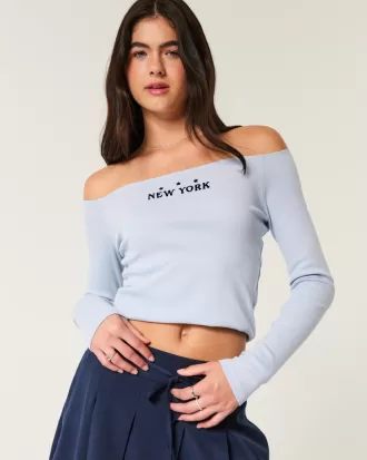 Easy New York Graphic Off-the-Shoulder Top,Easy New York Graphic Off-the-Shoulder Top