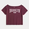 Easy Off-the-Shoulder Brooklyn Graphic Tee,Easy Off-the-Shoulder Brooklyn Graphic Tee