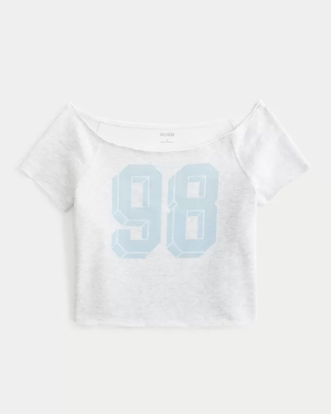 Easy Off-the-Shoulder Graphic Sweatshirt,Easy Off-the-Shoulder Graphic Sweatshirt