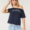 Easy Off-the-Shoulder Los Angeles Graphic Tee,Easy Off-the-Shoulder Los Angeles Graphic Tee