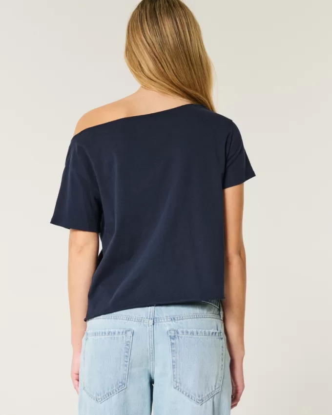 Easy Off-the-Shoulder Los Angeles Graphic Tee,Easy Off-the-Shoulder Los Angeles Graphic Tee