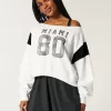 Easy Off-the-Shoulder Miami Graphic Sweatshirt,Easy Off-the-Shoulder Miami Graphic Sweatshirt