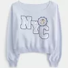 Easy Off-the-Shoulder NYC Graphic Sweatshirt,Easy Off-the-Shoulder NYC Graphic Sweatshirt