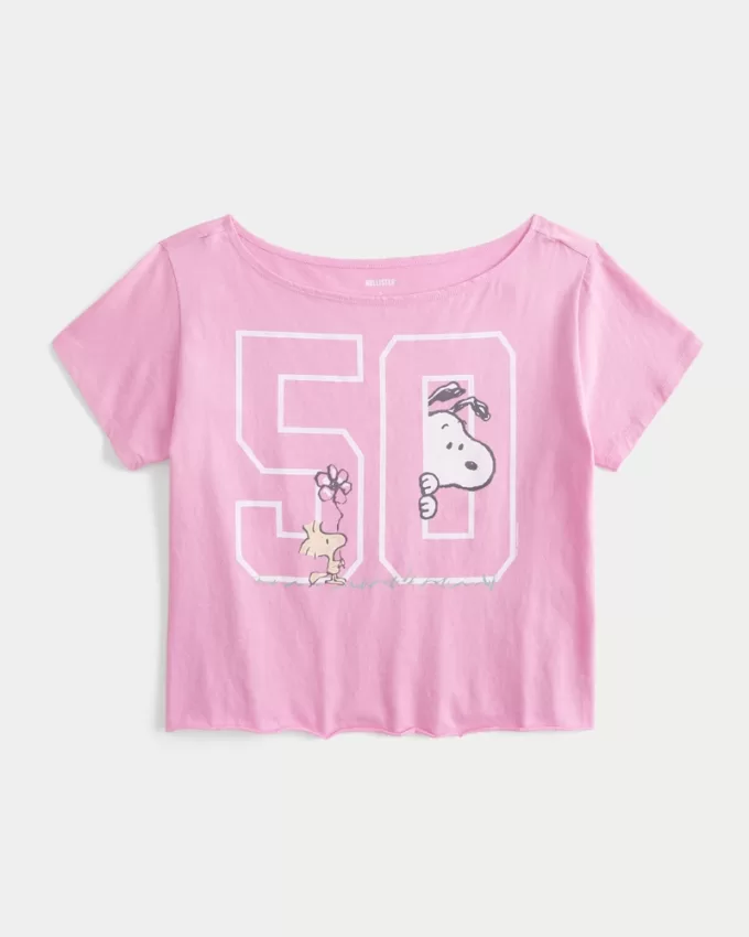 Easy Off-the-Shoulder Snoopy Graphic Tee,Easy Off-the-Shoulder Snoopy Graphic Tee