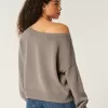 Easy Off-the-Shoulder Star Graphic Sweater,Easy Off-the-Shoulder Star Graphic Sweater