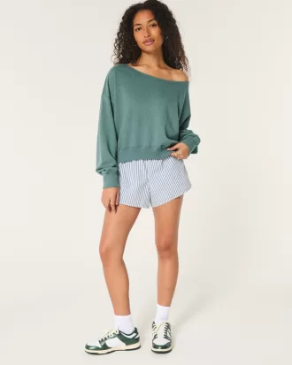 Easy Off-the-Shoulder Terry Sweatshirt,Easy Off-the-Shoulder Terry Sweatshirt