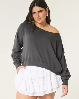 Easy Off-the-Shoulder Terry Sweatshirt,Easy Off-the-Shoulder Terry Sweatshirt