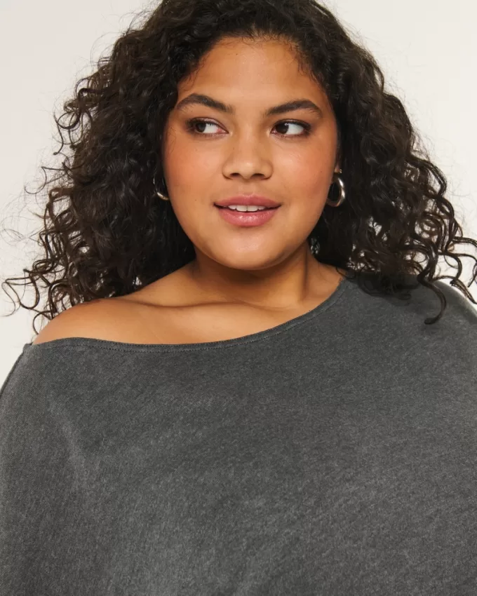 Easy Off-the-Shoulder Terry Sweatshirt,Easy Off-the-Shoulder Terry Sweatshirt