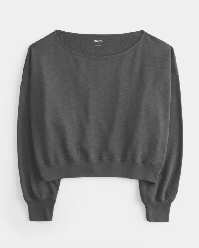 Easy Off-the-Shoulder Terry Sweatshirt,Easy Off-the-Shoulder Terry Sweatshirt