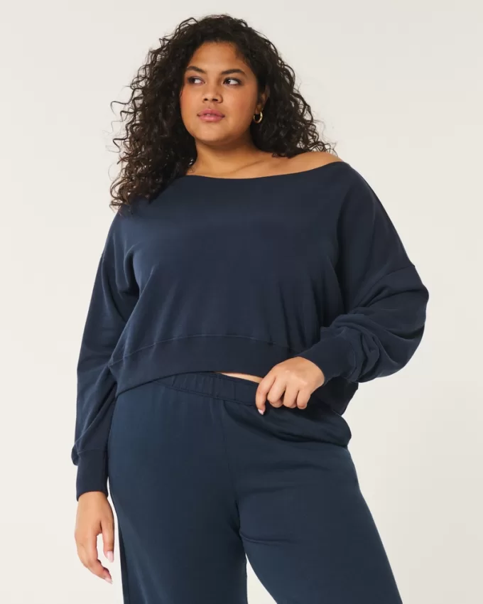 Easy Off-the-Shoulder Terry Sweatshirt,Easy Off-the-Shoulder Terry Sweatshirt