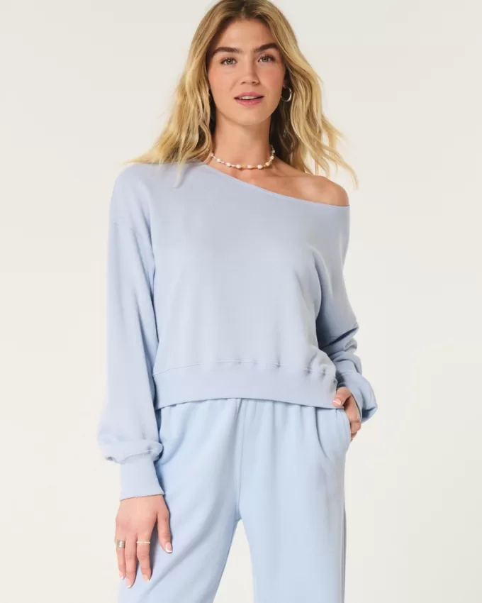 Easy Off-the-Shoulder Terry Sweatshirt,Easy Off-the-Shoulder Terry Sweatshirt
