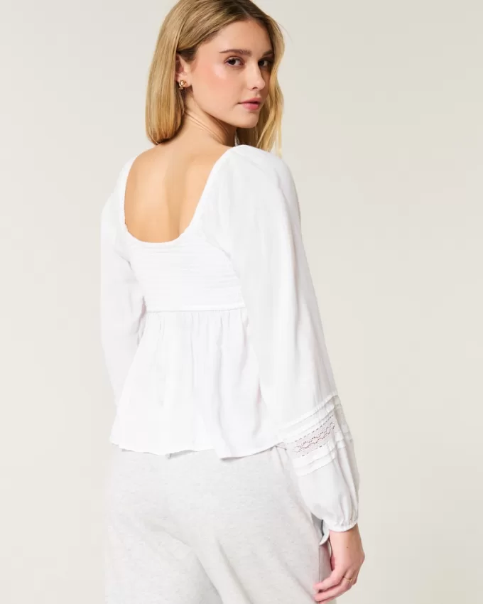 Easy Ruched Bust Babydoll Top,Easy Ruched Bust Babydoll Top