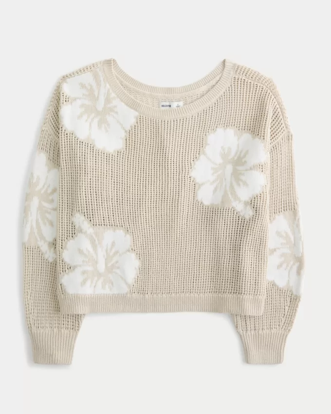 Easy Stitchy Graphic Slouchy Crew Sweater,Easy Stitchy Graphic Slouchy Crew Sweater