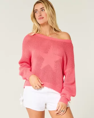 Easy Stitchy Graphic Slouchy Crew Sweater,Easy Stitchy Graphic Slouchy Crew Sweater