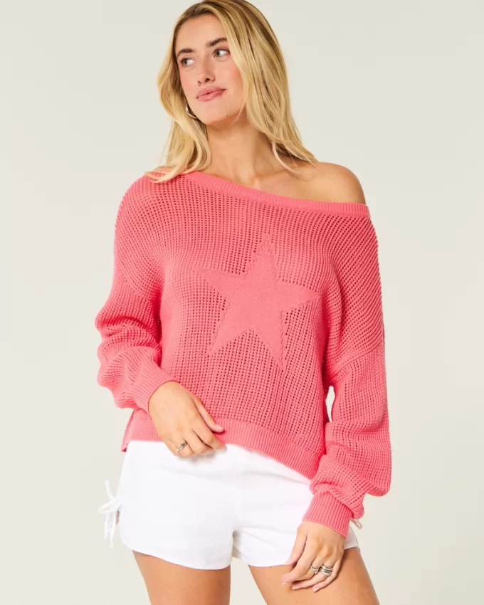 Easy Stitchy Graphic Slouchy Crew Sweater,Easy Stitchy Graphic Slouchy Crew Sweater