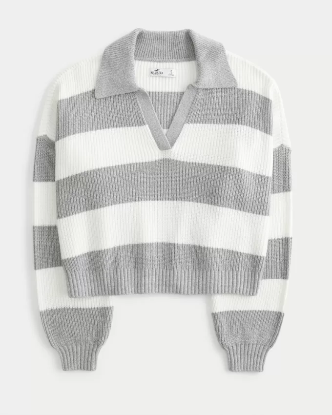 Easy Stitchy Polo Sweater,Easy Stitchy Polo Sweater