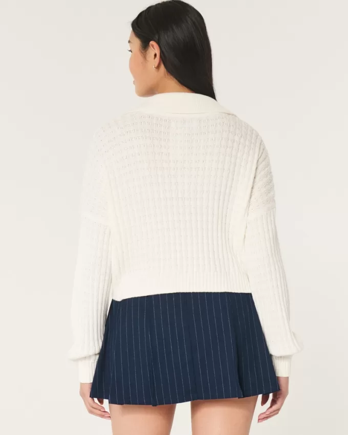 Easy Stitchy Polo Sweater,Easy Stitchy Polo Sweater