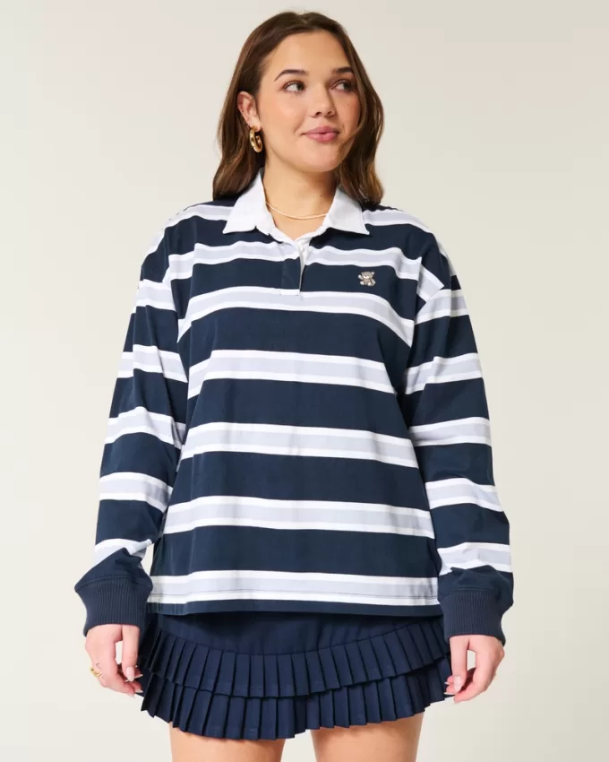 Easy Teddy Bear Graphic Rugby Polo,Easy Teddy Bear Graphic Rugby Polo