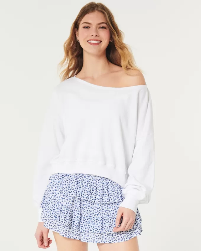 Easy Terry Off-the-Shoulder Sweatshirt,Easy Terry Off-the-Shoulder Sweatshirt