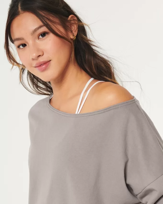 Easy Terry Off-the-Shoulder Sweatshirt,Easy Terry Off-the-Shoulder Sweatshirt