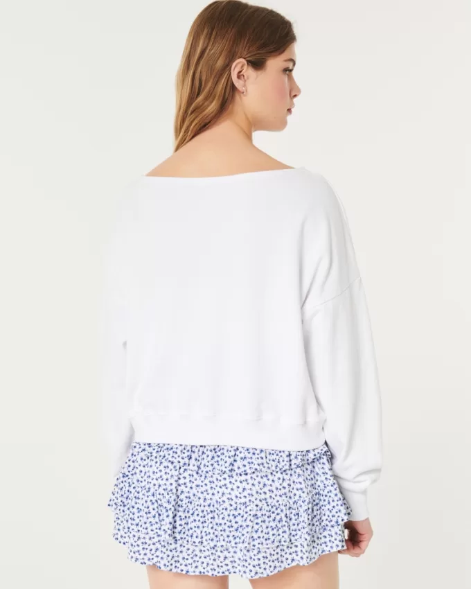 Easy Terry Off-the-Shoulder Sweatshirt,Easy Terry Off-the-Shoulder Sweatshirt