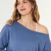 Easy Terry Off-the-Shoulder Sweatshirt,Easy Terry Off-the-Shoulder Sweatshirt