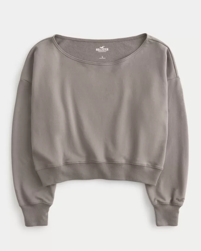 Easy Terry Off-the-Shoulder Sweatshirt,Easy Terry Off-the-Shoulder Sweatshirt
