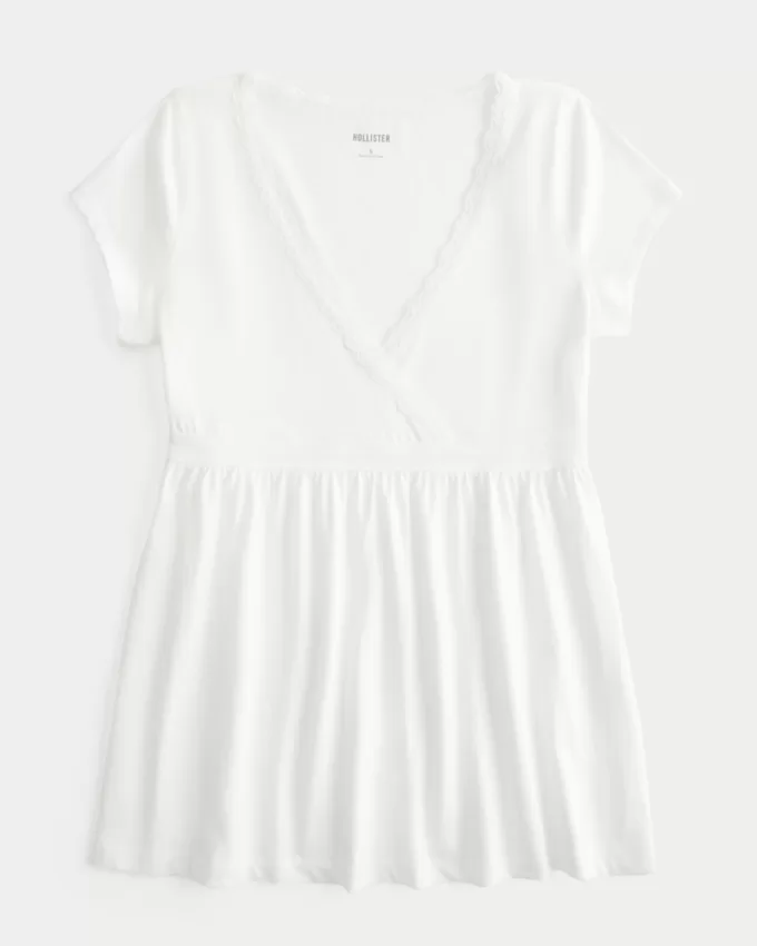 Easy Wrap-Front Babydoll Top,Easy Wrap-Front Babydoll Top