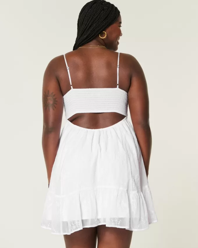 Embroidered Asymmetrical Hem Mini Dress,Embroidered Asymmetrical Hem Mini Dress