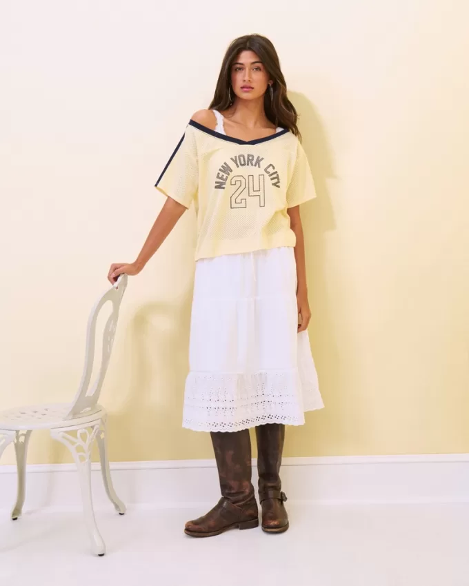 Embroidered Hem Midi Skirt,Embroidered Hem Midi Skirt