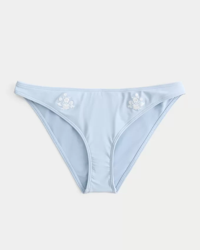 Embroidered Low-Rise Cheeky Bikini Bottom,Embroidered Low-Rise Cheeky Bikini Bottom