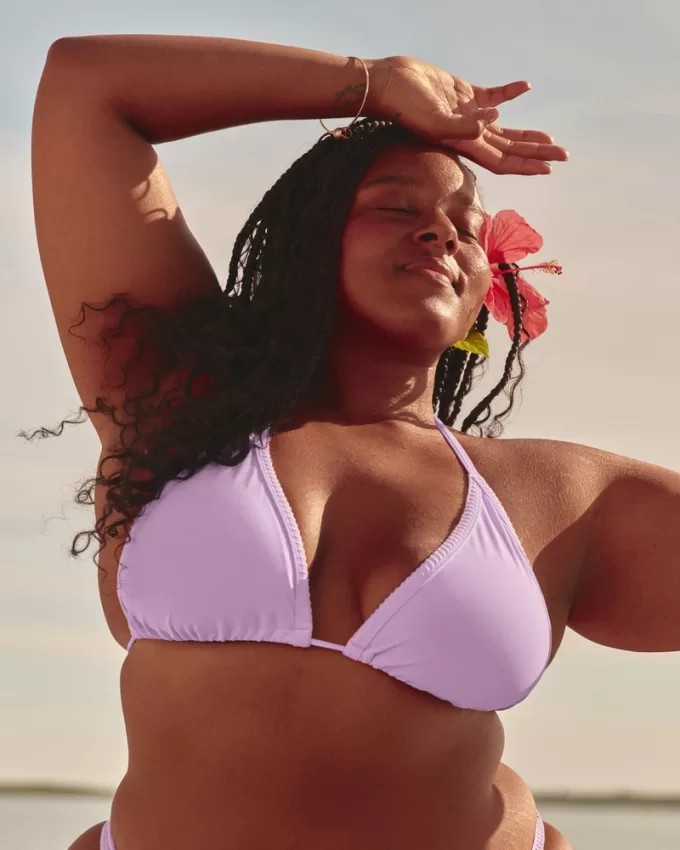 Embroidered Stitch Triangle Bikini Top,Embroidered Stitch Triangle Bikini Top