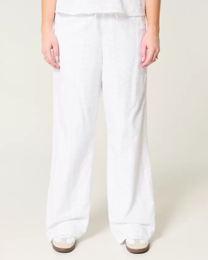 Eyelet Pull-On Baggy Pants,Eyelet Pull-On Baggy Pants