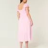 Flutter Sleeve Double-Tie Midi Dress,Flutter Sleeve Double-Tie Midi Dress