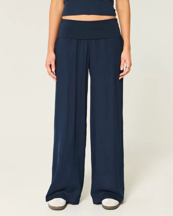 Foldover Waist Super Baggy Pants,Foldover Waist Super Baggy Pants