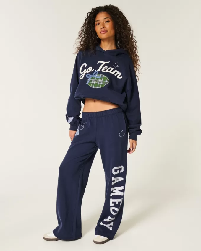 Gameday Graphic Wide-Leg Sweatpants,Gameday Graphic Wide-Leg Sweatpants