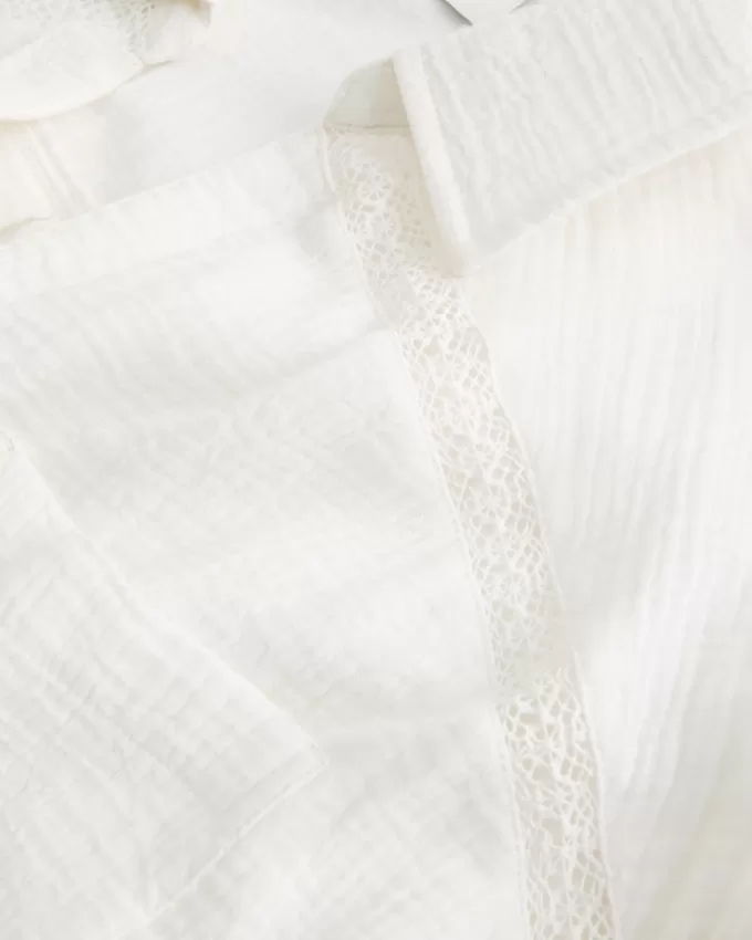 Gauze Button-Through Shirt Dress,Gauze Button-Through Shirt Dress